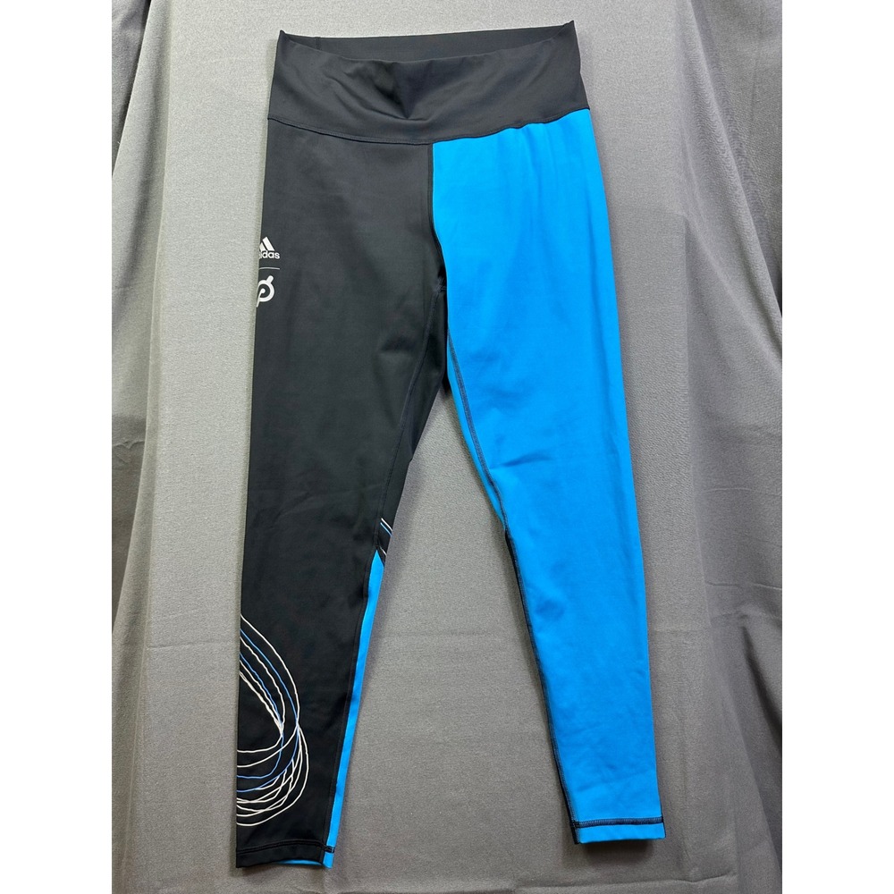 Adidas x Peloton Womens Aeroready Colorblock Leggings Black Blue Size Large